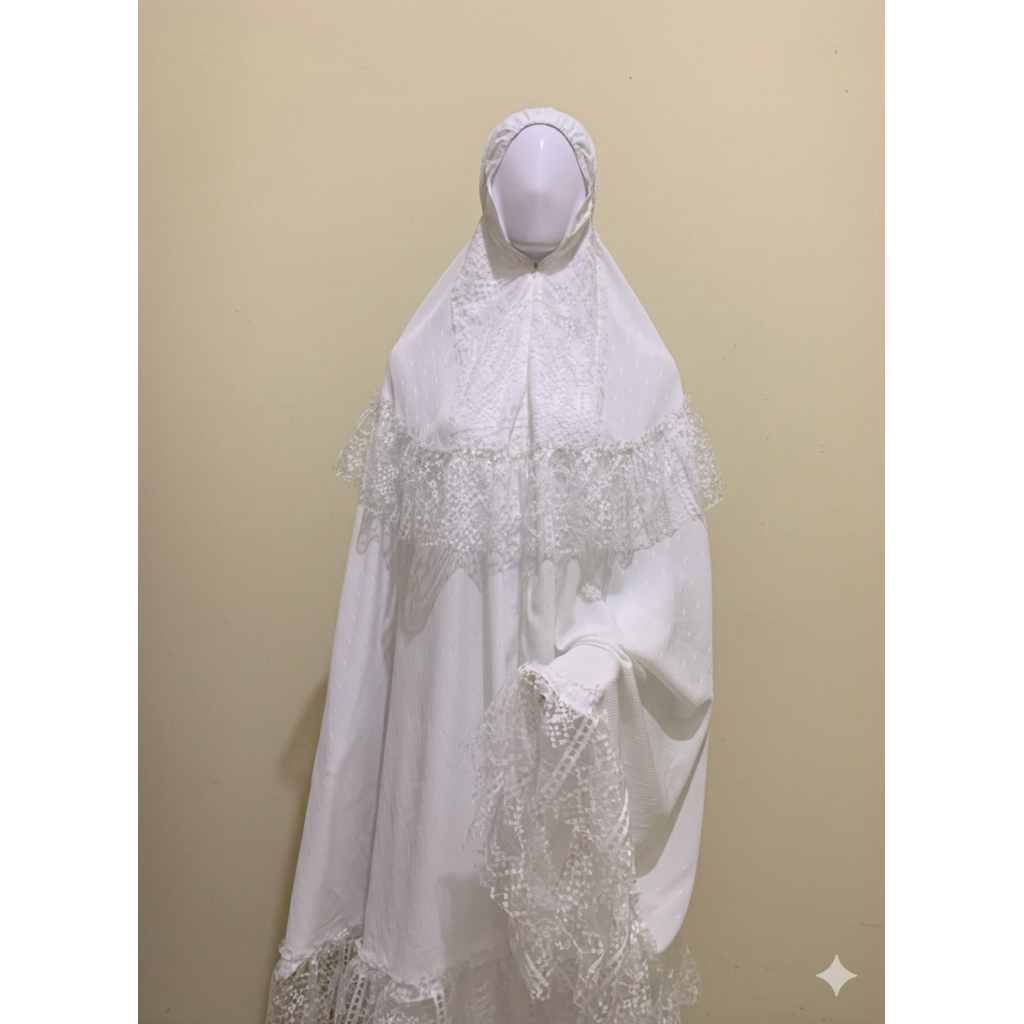 kekira_id - Mukena renda mewah dewasa jumbo terbaru putih hitam