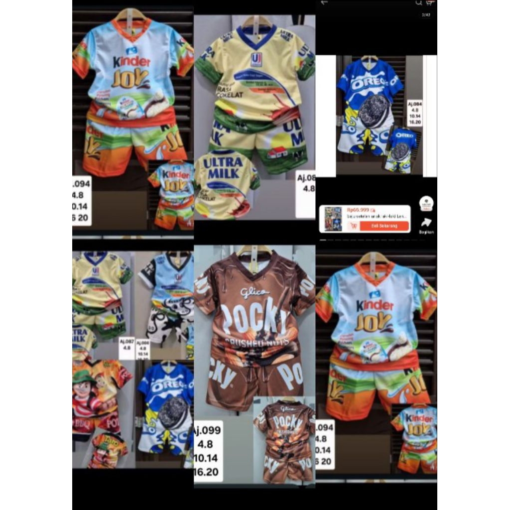 baju setelan anak laki-laki Lengkong  jaya/baju anak perempuan Jersey billabong premium untuk usia 1