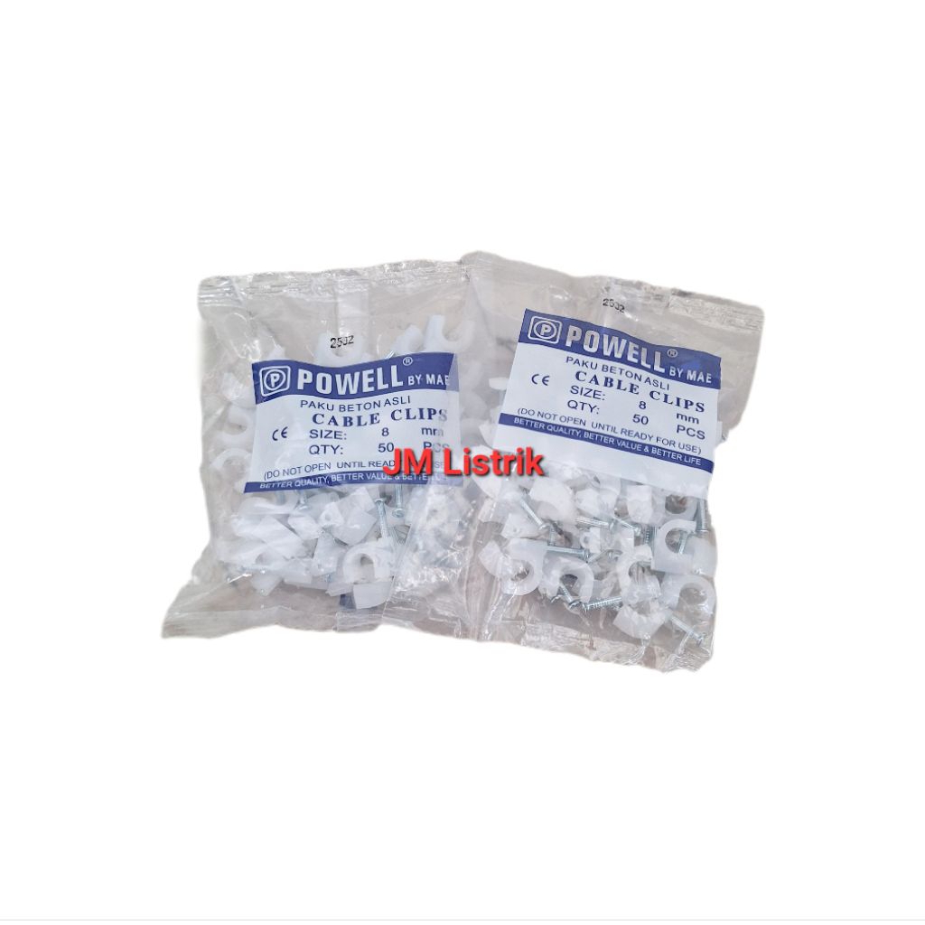 Klem Kabel Powell Paku Tembok Klem 8mm
