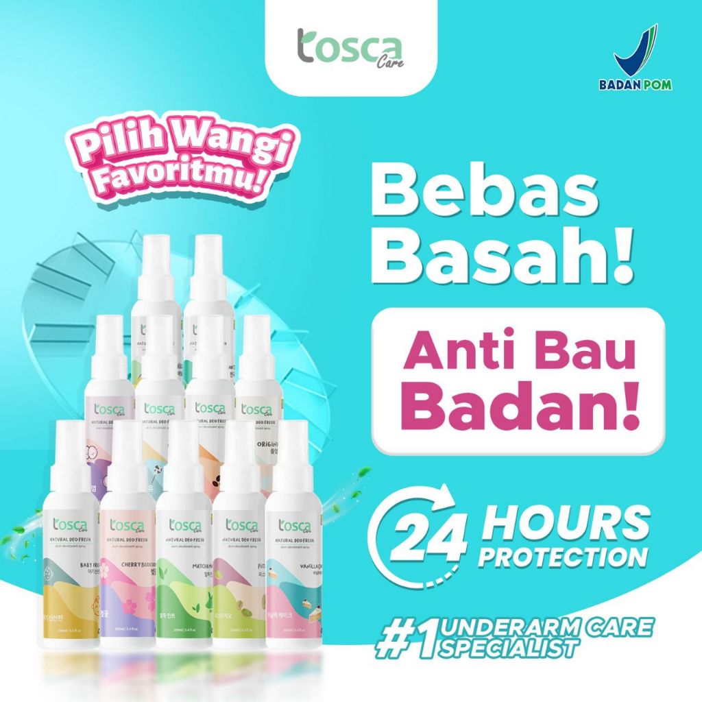 (GROSIR) TOSCA Natural Deodorant Spray 100ml deodorant tawas alami