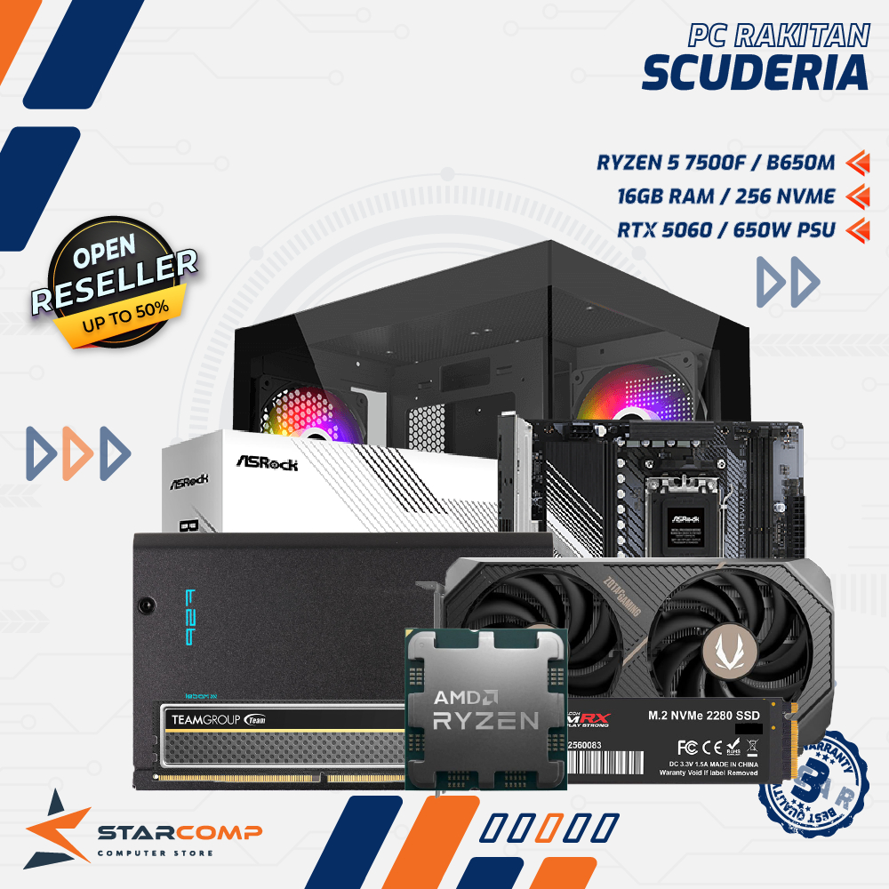 PC RAKITAN RYZEN 5 7500F B650M 16GB RAM 256GB SSD RTX 5060