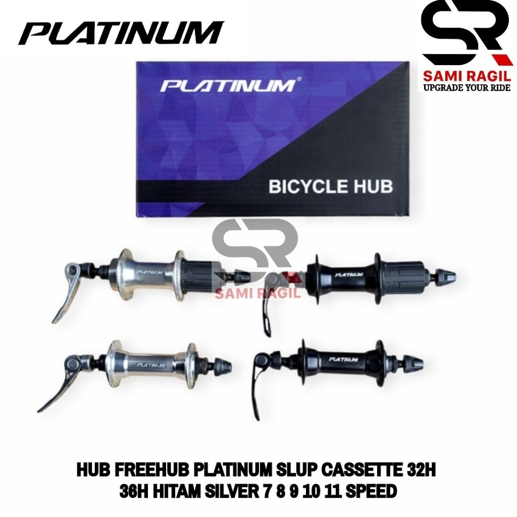 HUB FREEHUB PLATINUM SLUP CASSETTE 32 36 HOLE HITAM SILVER 7 8 9 10 11 SPEED LUBANG 32H 36H BEARING 