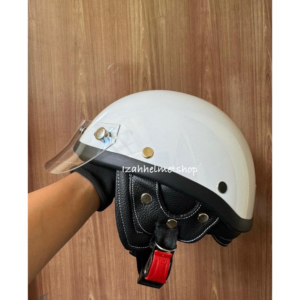 Helm chip sepeda listrik vintage cooper putih glossy izahhelmet