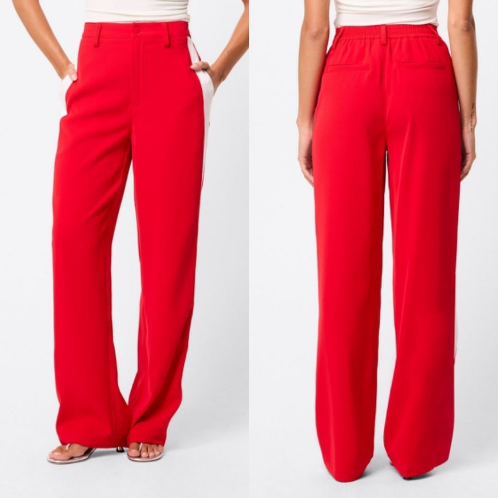 BERSHKA CELANA STRAIGHT-LEG  SWEATPANTS RED BARU ASLI ORIGINAL
