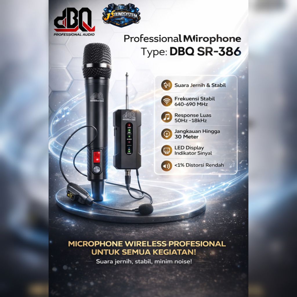 DBQ WIRELESS MICROPHONE / DBQ SR - 386 / PROFESSIONAL WIRELESS MICROPHONE