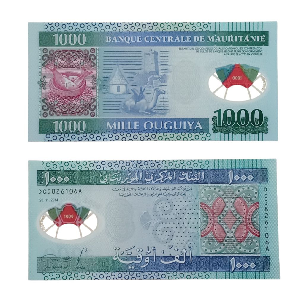 Koleksi Uang Asing 1000 Ouguiya Mauritania  Polimer, UNC Asli