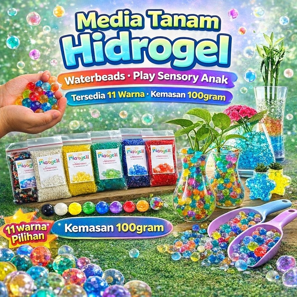 GROSIR HIDROGEL TERMURAH / BOBA WARNA WARNI / HYDROGEL MEDIA TANAM / WATERBEADS SENSORI PLAYPlay
