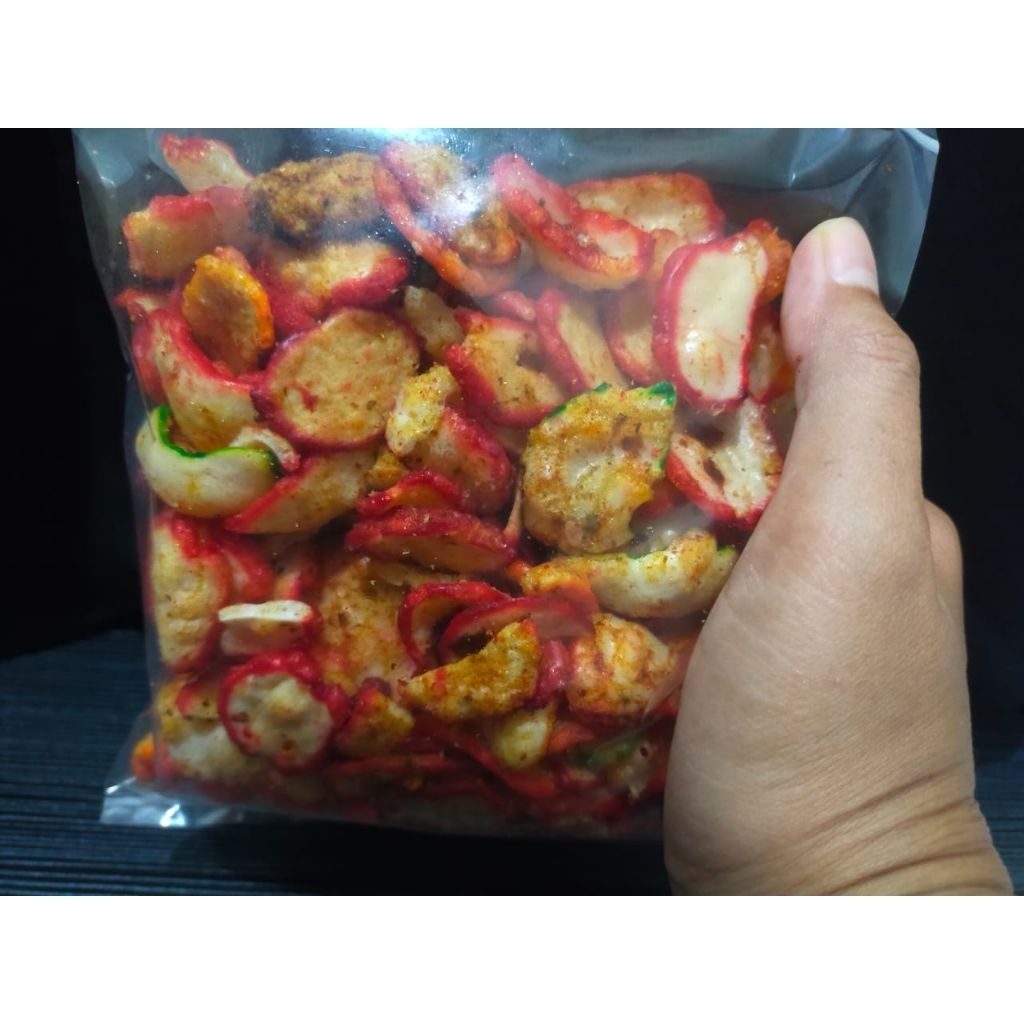 Krupuk Seblak Bantet Kering/ Kripik Seblak Pedas Mantap Bumbu Kencur