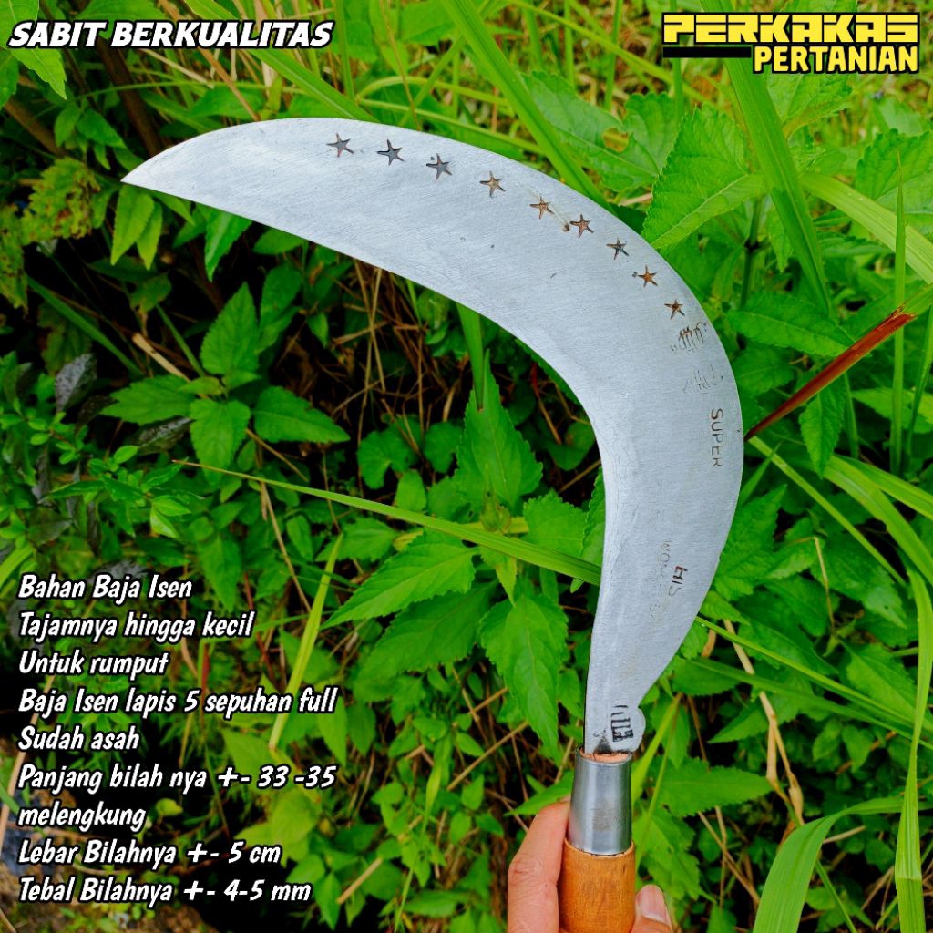 Sabit bahan baja isen untuk rumput dan padi baja isen lapis 5 baja tajam