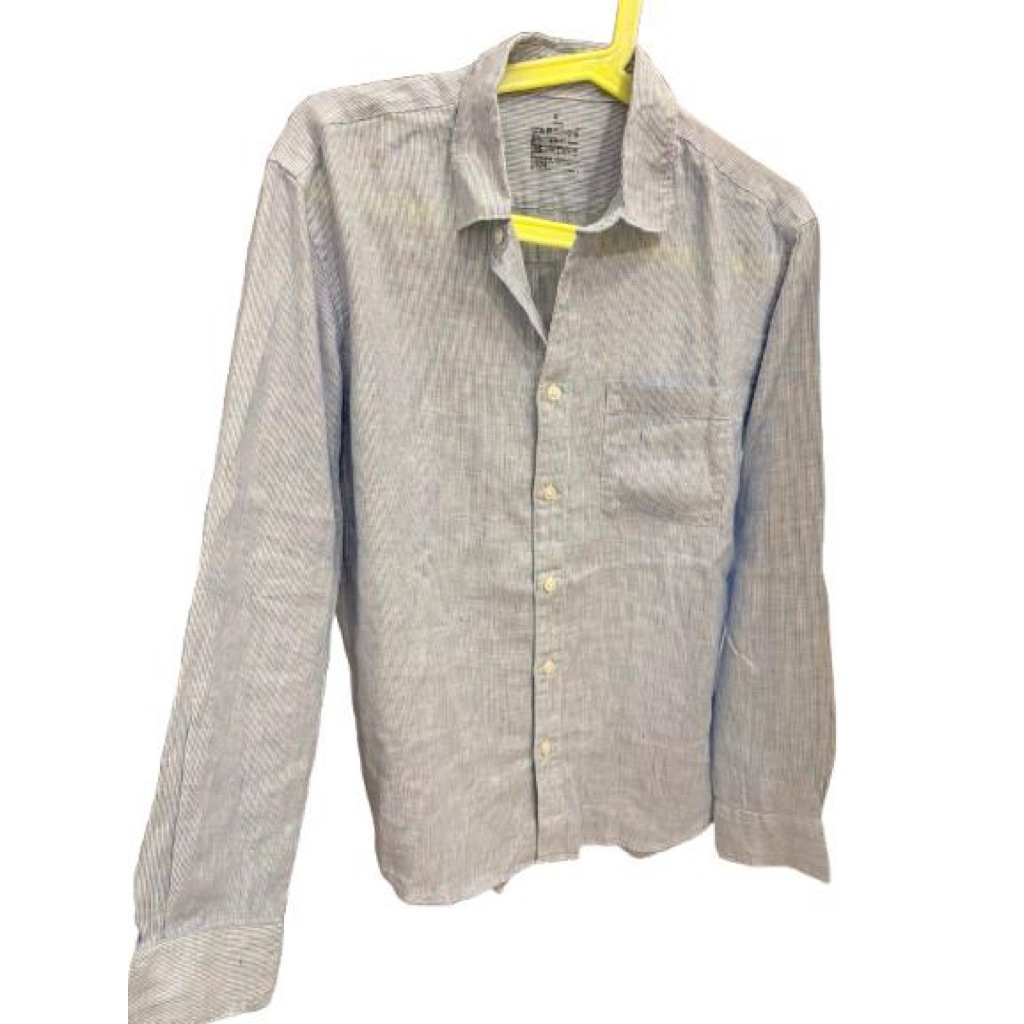 ZHPreloved Muji Kemeja Biru Stripes Long Sleeve