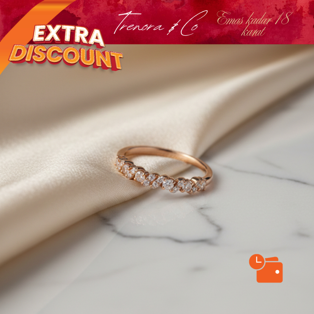 Cincin emas 2 gram bentuk 5 stone cantik -EMAS 17K- cantik simpel elegan