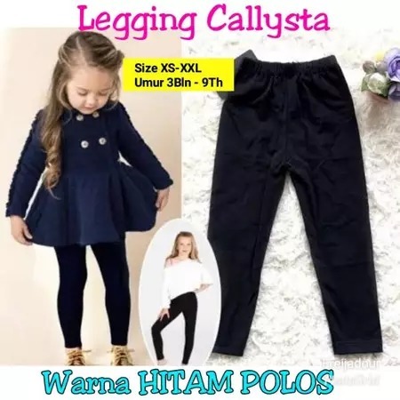 Legging Anak Callysta Warna HITAM POLOS size S - M / Legging Anak Callysta Hitam