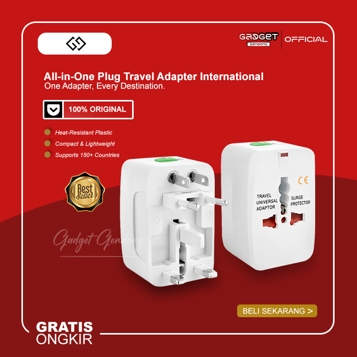 All-in-One Travel Adapter Universal EU / US / UK / AU Plug International Adaptor Multi-Country