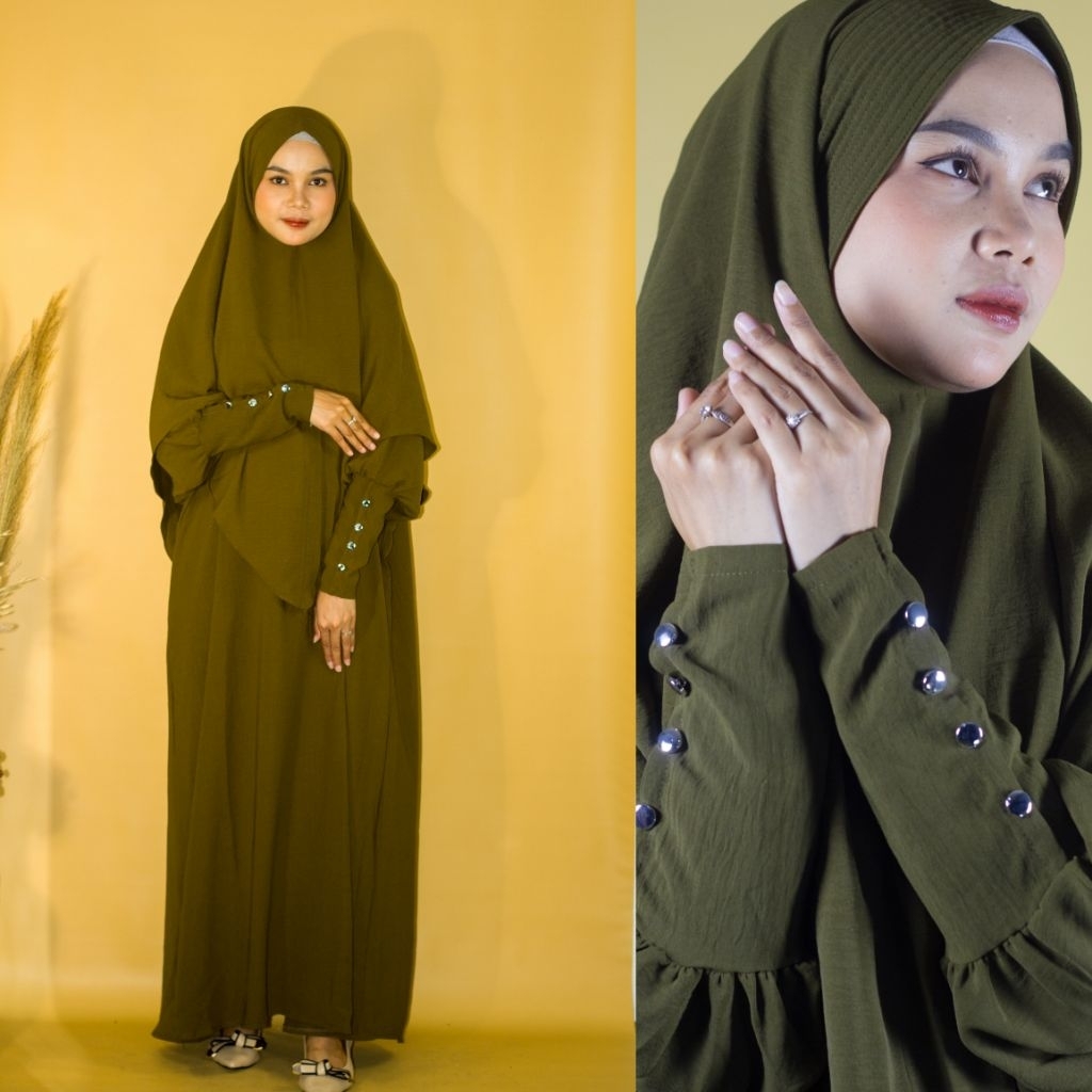 Baju Gamis Faaza Abaya Syar'i Hijab Bandana Crinkle Airflow Hightquality Muslim Wanita Dress Syar'i 