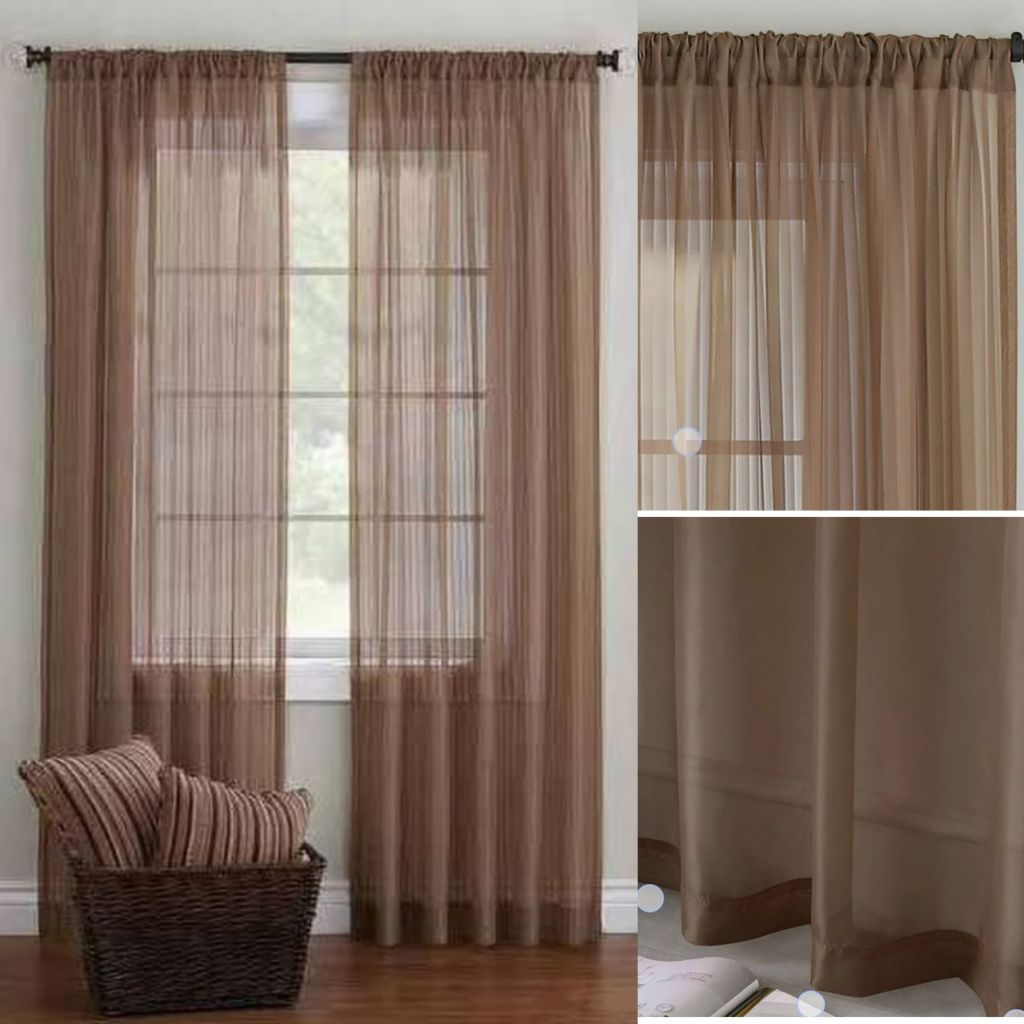 Vitrase Gorden Warna Coklat Model Serut Tirai Jendela Dan Pintu