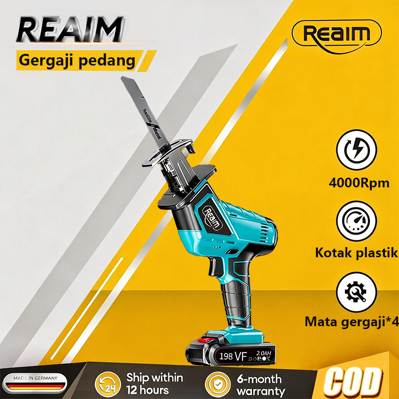 Reaim Mini Chainsaw Cordless Chainsaw, Gergaji Listrik Rantai Elektrik Mini Portable