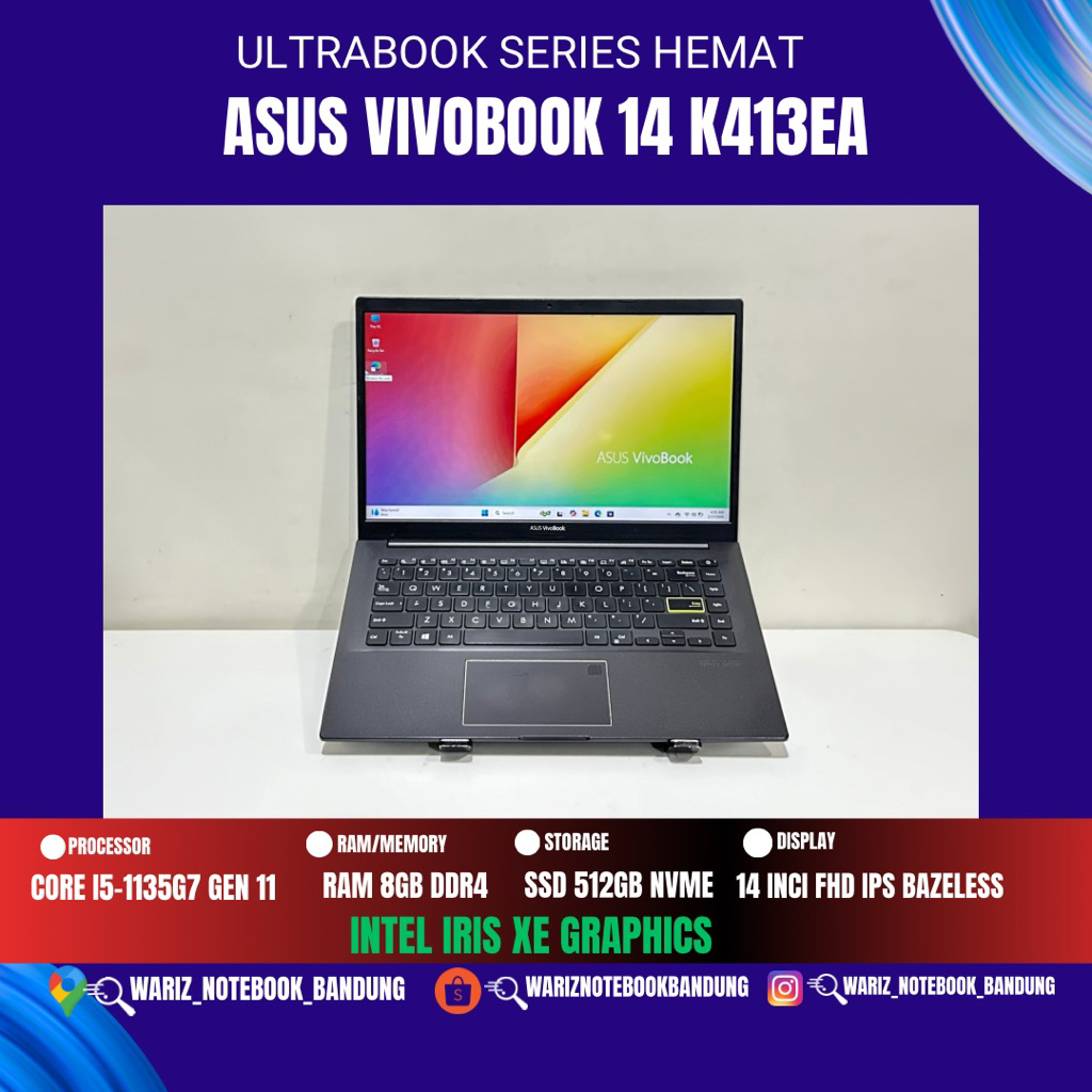 ASUS VIVOBOOK K413EA CORE I5-1135G7 RAM 8GB SSD 512GB 14inci FHD