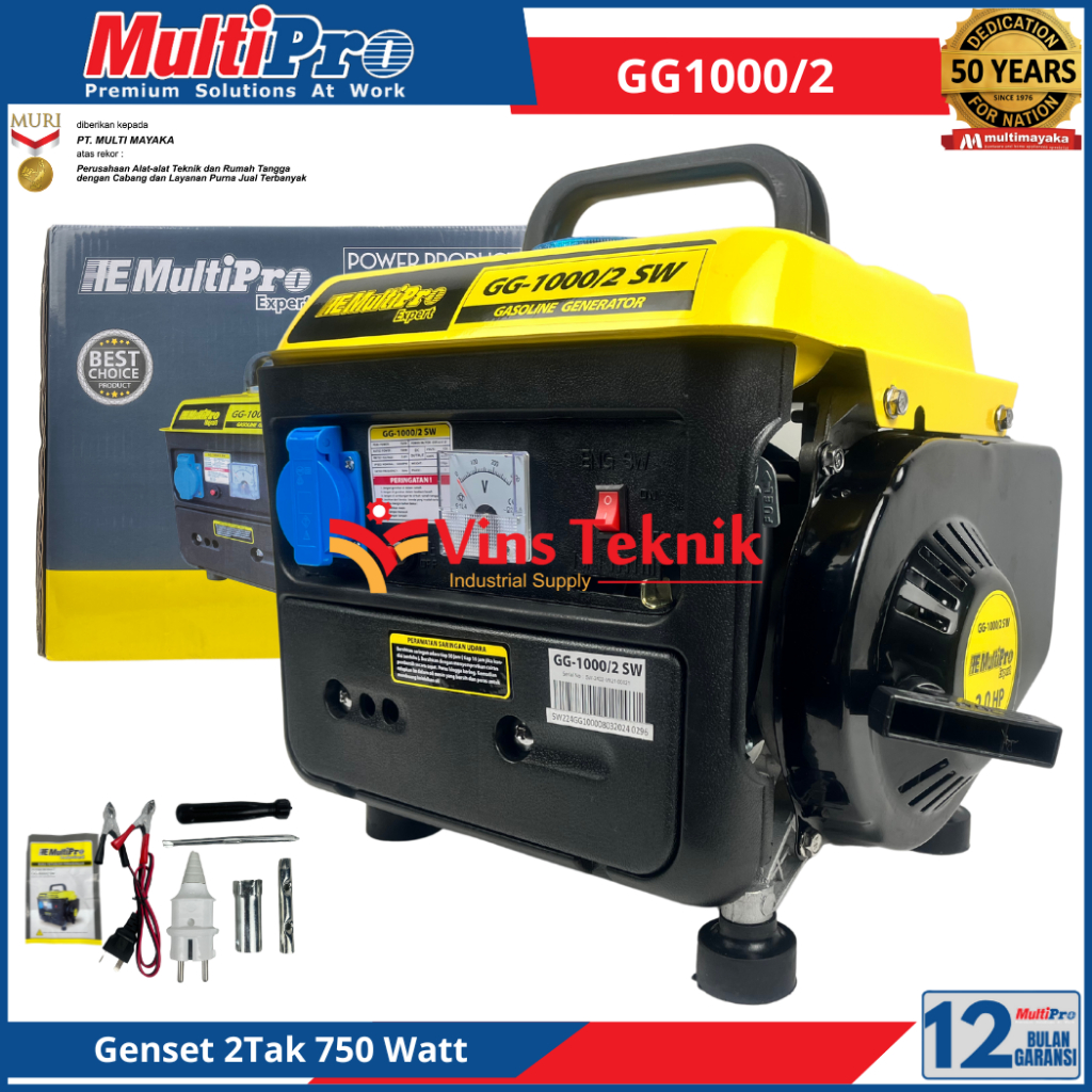 Multipro GG 1000/2 Mesin Genset Listrik Genset Bensin 2Tak Generator Genset 750Watt GG1000/2