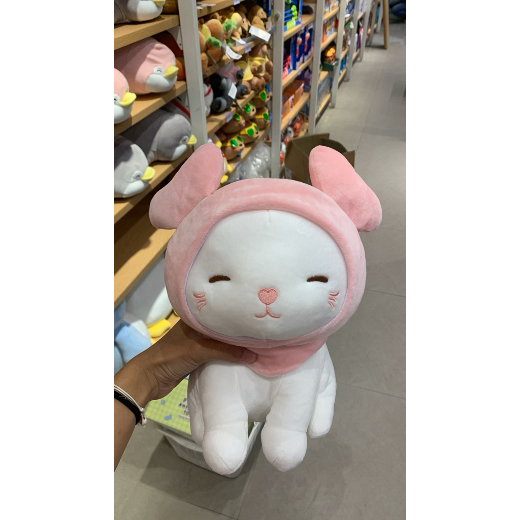 Miniso-boneka kucing pink lucu