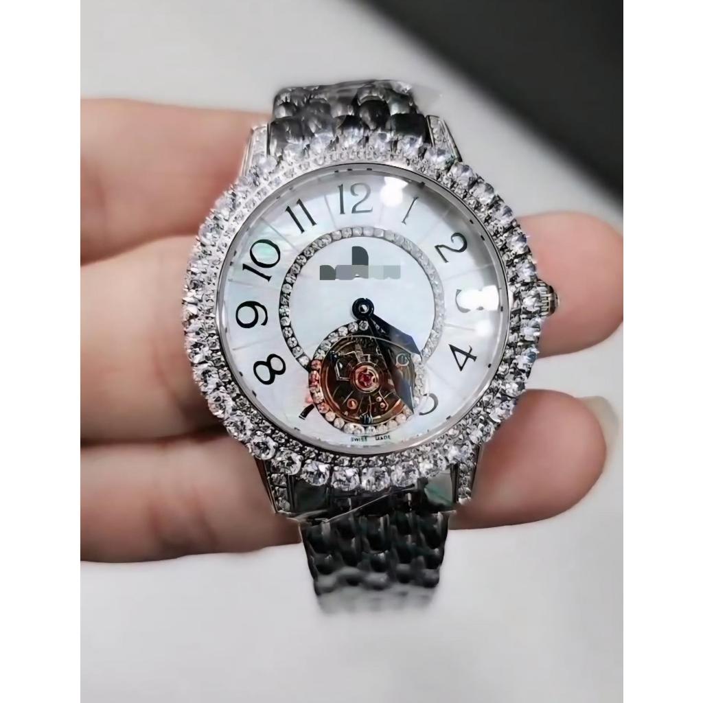 The Luxe Watch339 Jam Tangan Mewah Wanita JLC Rendez Vous Diamond Tourbillon MOP Dial Swiss Automati