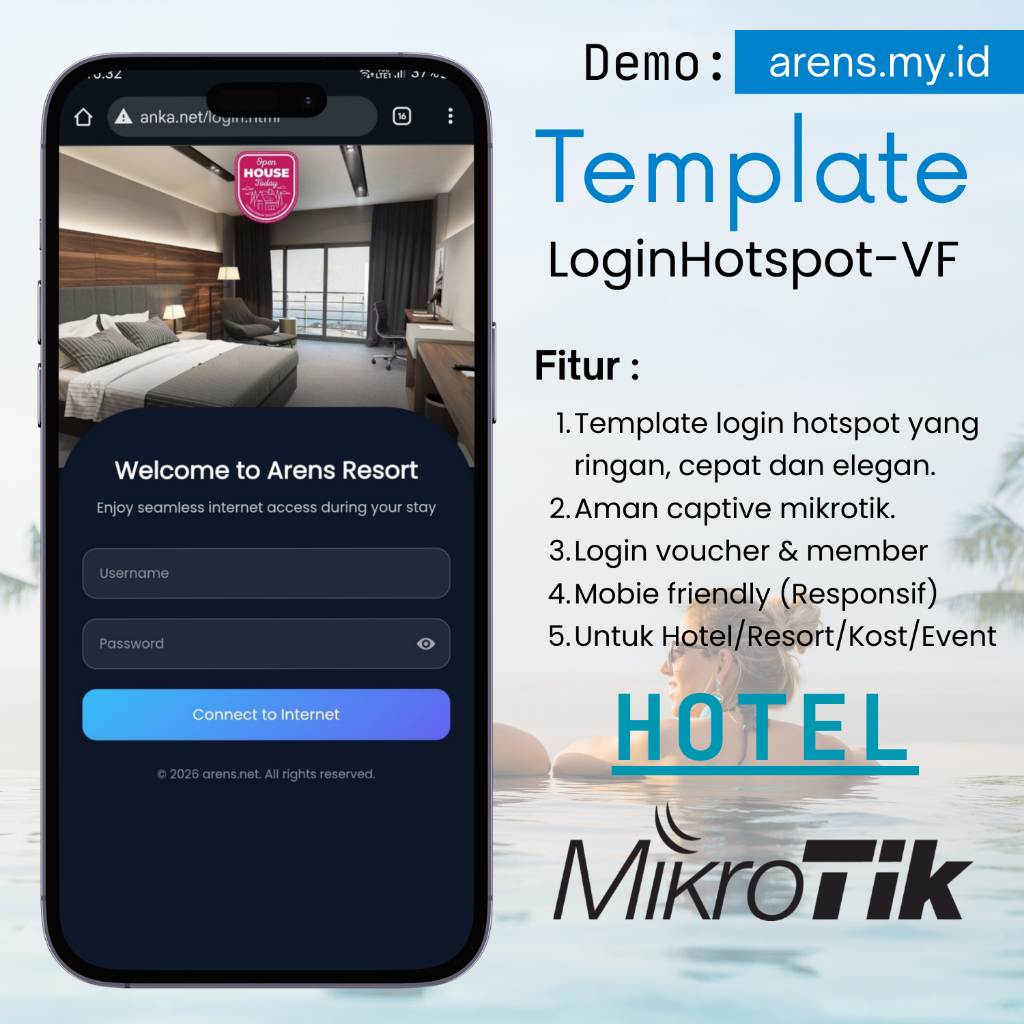 Template Login Mikrotik Premium Cocok Untuk Resort, Hotel, Kost | Website Login Hotspot-VF