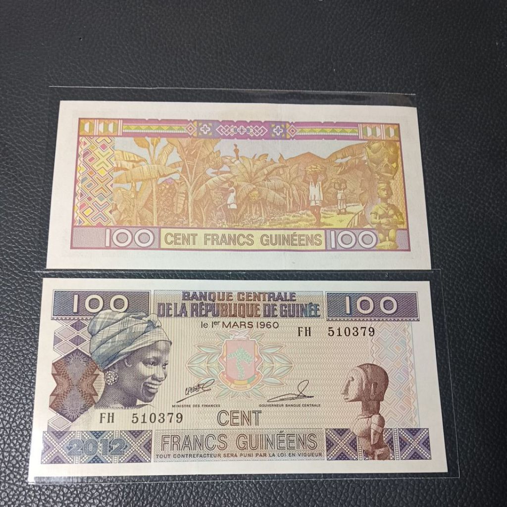 Uang asing 100 Francs guinea tahun 1960 UNC