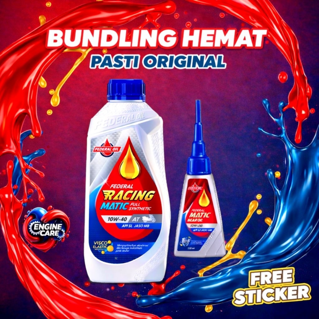 Paket Oli Federal Racing Matic Full Synthetic + Oli Gardan Federal Motor Matic *PASTI ORIGINAL*