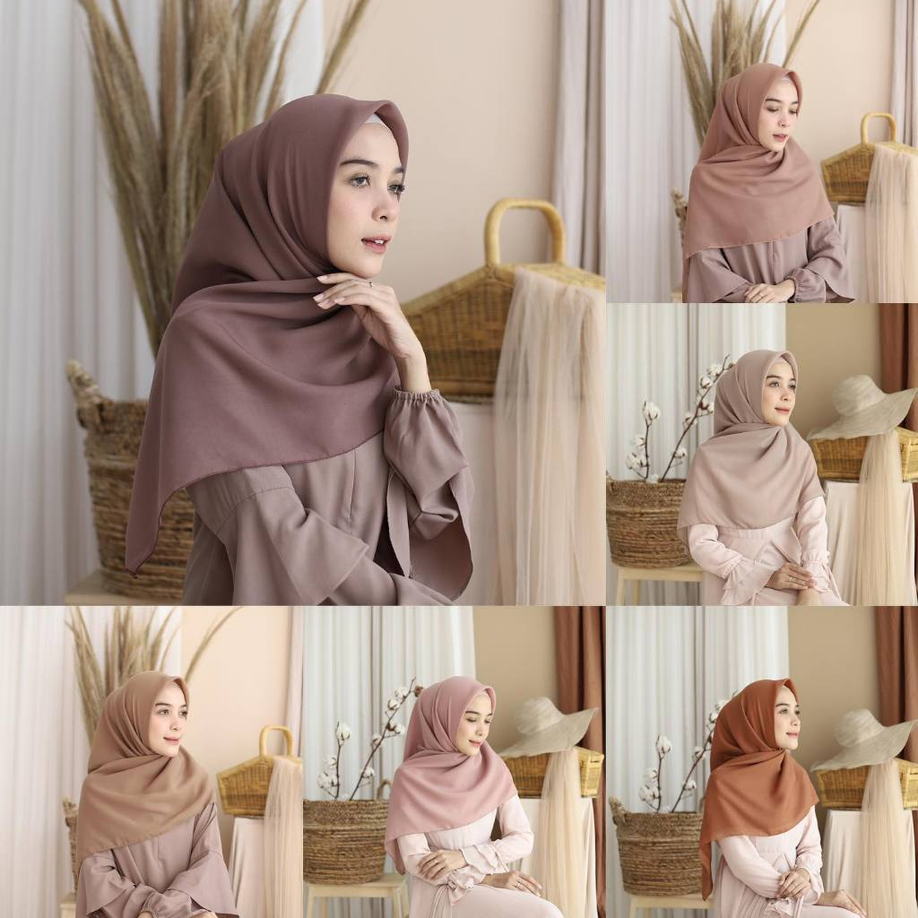 Bella Square 60 Warna Hijab Segiempat Jahit Neci Premium