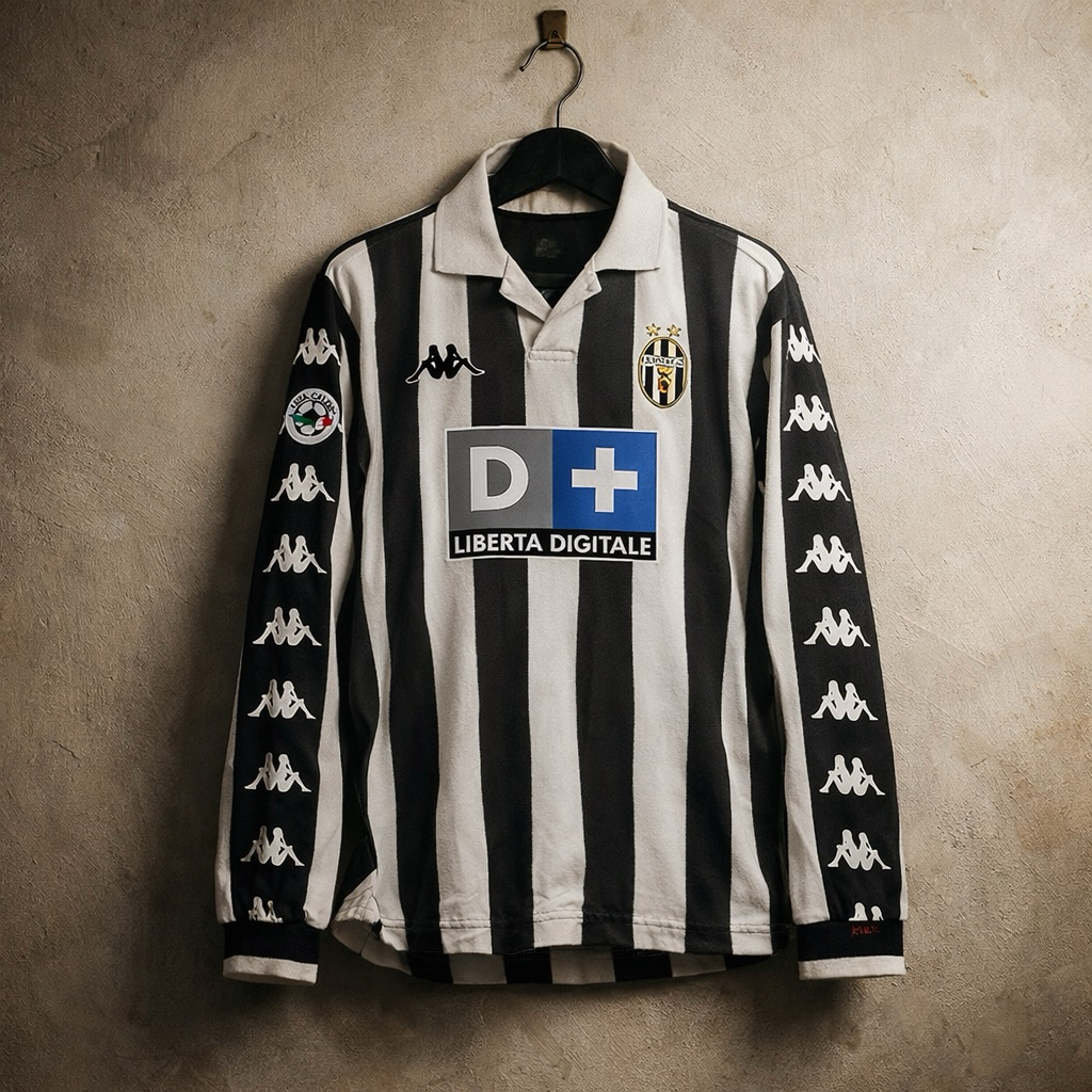 Juventus 1998 - 2000 Kit Longsleeve Home Jersey | Retro | Vintage Edition | Jersey Bola | Authentic 