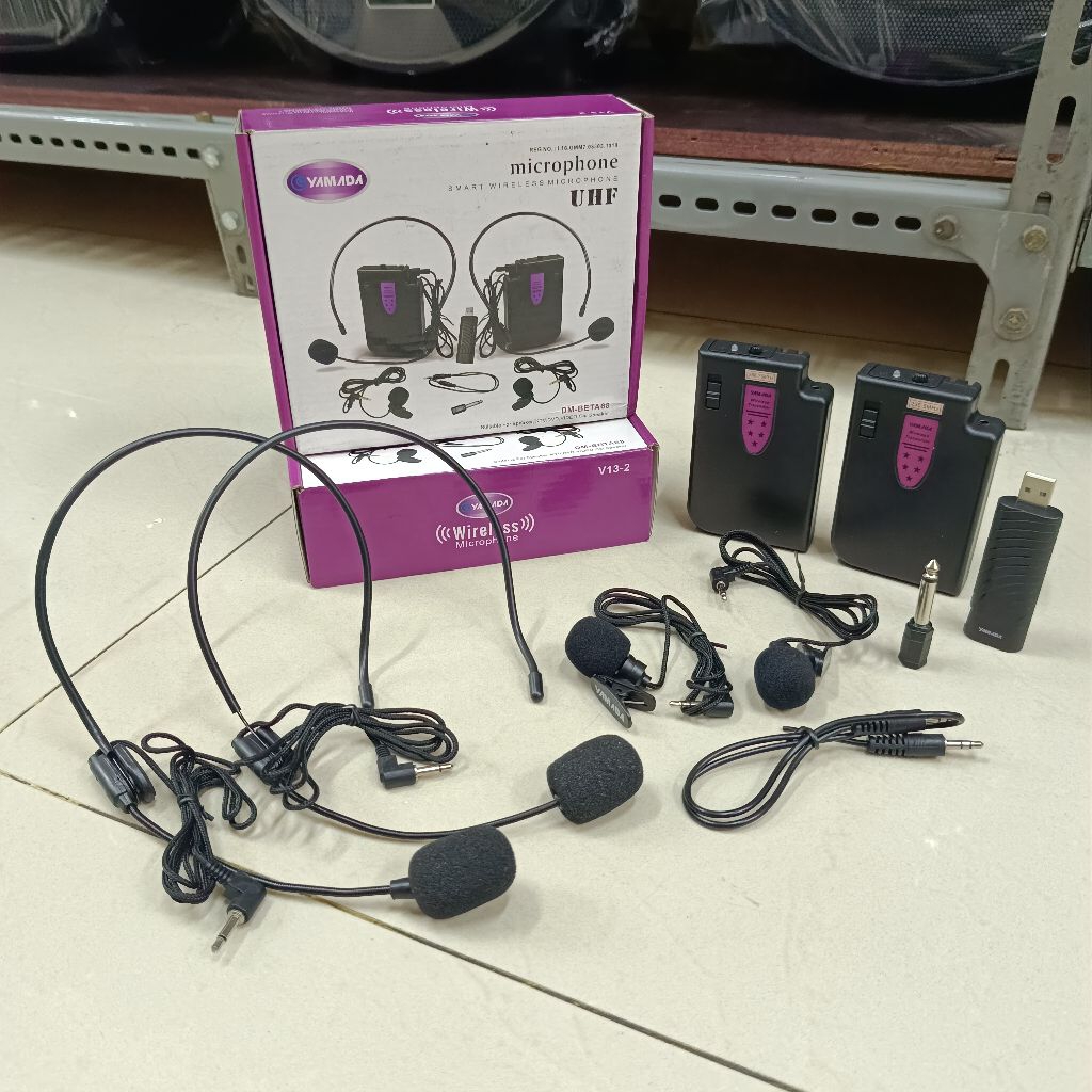Microphone wireless Headset Clip On Yamada V13-2 isi 2 Original Mic Jepit wireless Yamada isi 2 V13-