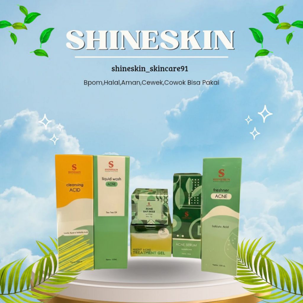 SHINESKIN PAKET LUXURY ACNE WHITE  SKINCARE KRIM JERAWAT ACNE BRUNTUS MERADANG AMPUH ISI 6