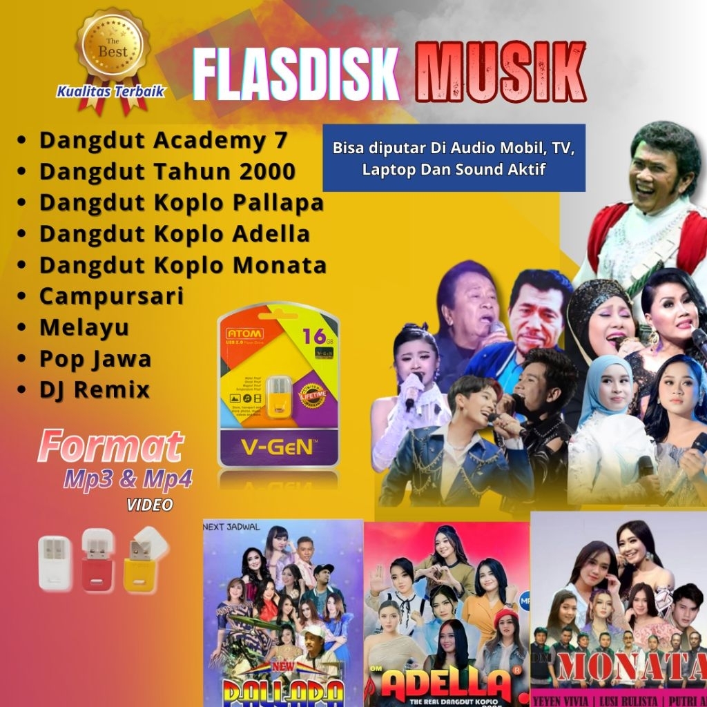 Flash Disk Lagu Dangdut Jadul Dangdut Academy 7 Dangdut Koplo Pallapa Monata Adella Pop Melayu Campu