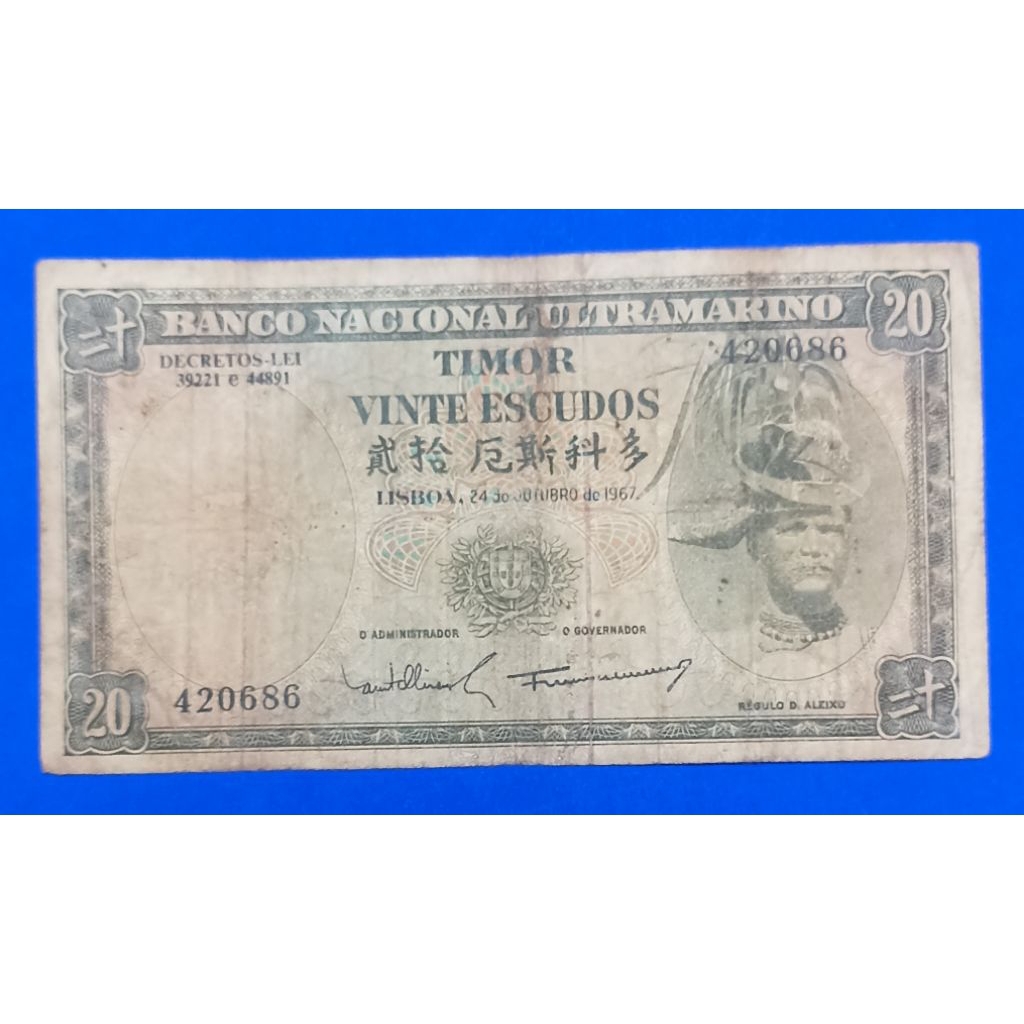 UANG KERTAS TIMOR 2O ESCUDOS 1967