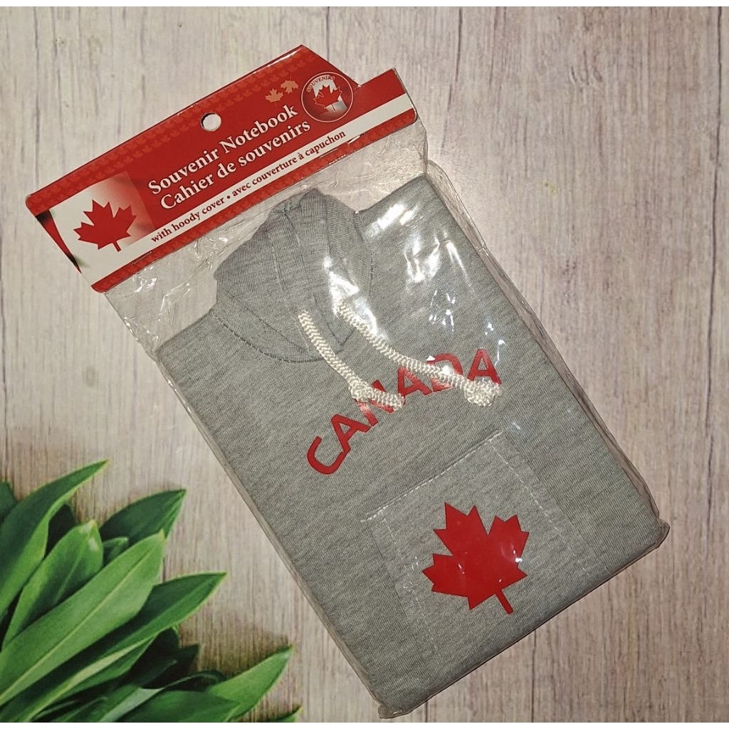 notebook canada bentuk jackey hoodie, notebook abu-abu, souvenir canada