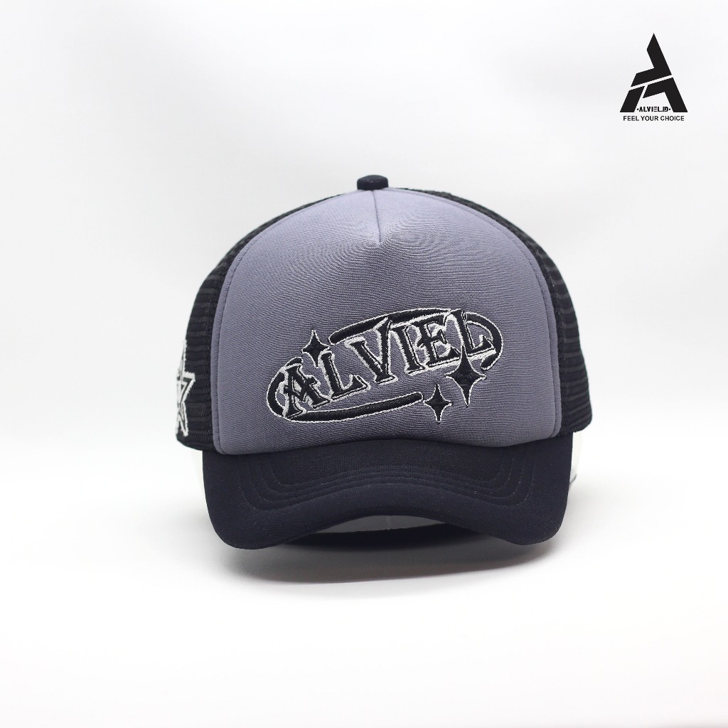 Elghazi X alviel - trucker hat grey black pria wanita dewasa