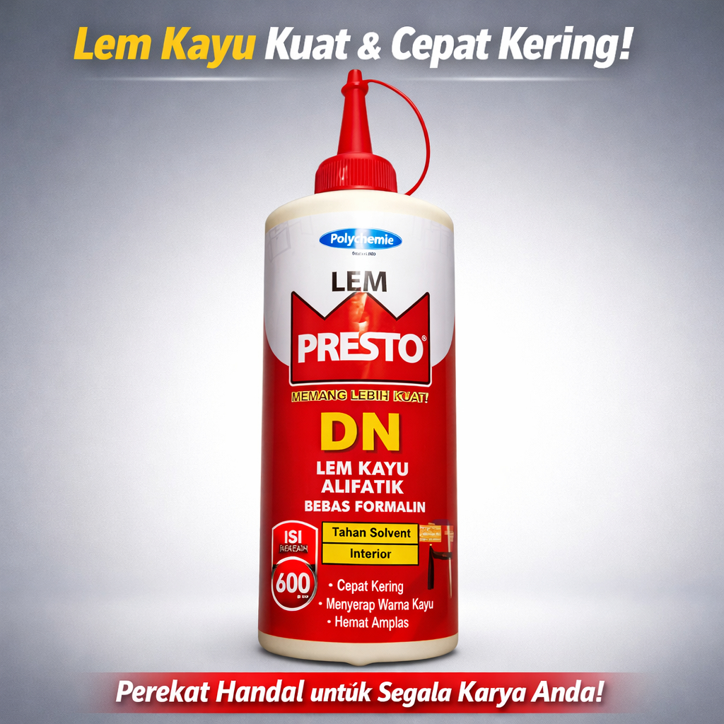 Lem Presto DN 600 Gram – Lem Kayu Alifatik Super Kuat Cepat Kering Bebas Formalin
