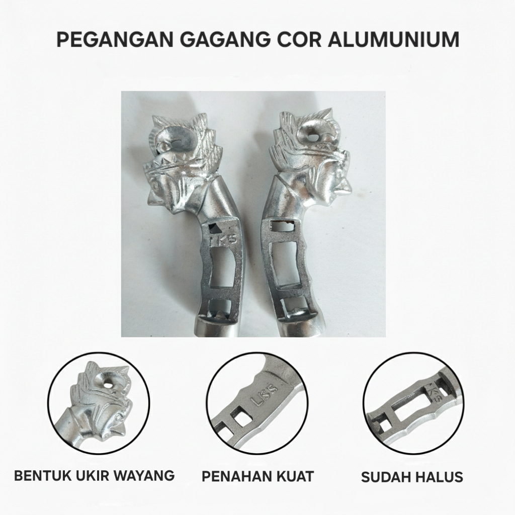 pegangan gagang golok alumunium motif wayang murah aksesories perkakas kebun dan peralatan kebun pro