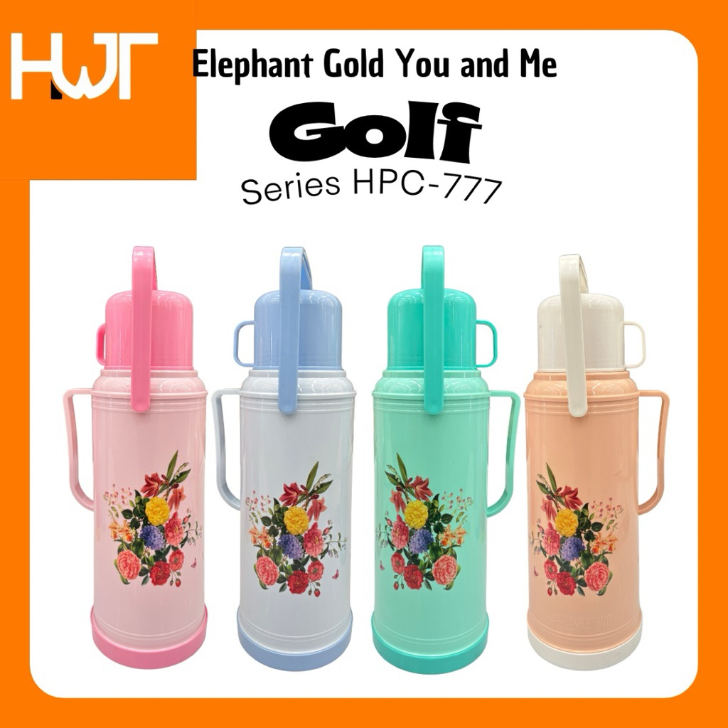[HWT STORE] Termos Elephant GOLD | Series Golf | HPC-777T | Kapasitas 2 Liter - Tahan 48 Jam