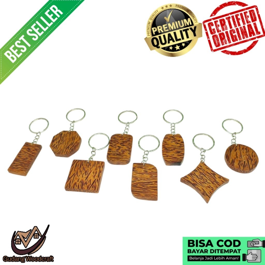 (4pcs) Gantungan Kunci Kayu Kelor Emas, liwung macan merah dan Kopi Harga Grosir