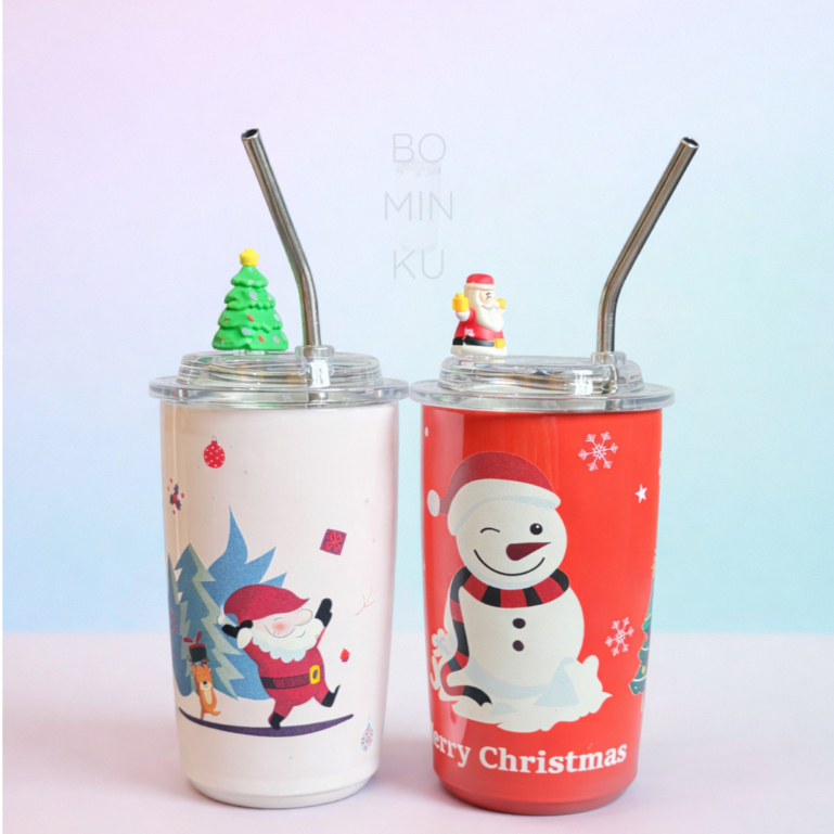 Tumblr Mug Stainless SUS304 500ml Hampers Natal / gantungan lucu / Cup Gelas Minum Stainless Lucu / 