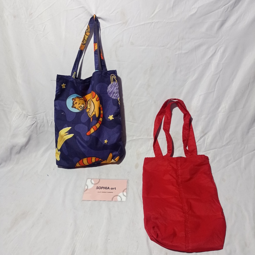 TAS KAIN PERCA MOTIF WARNA RANDOM TOTEBAG JINJING AESTHETIC RINGAN SERBAGUNA