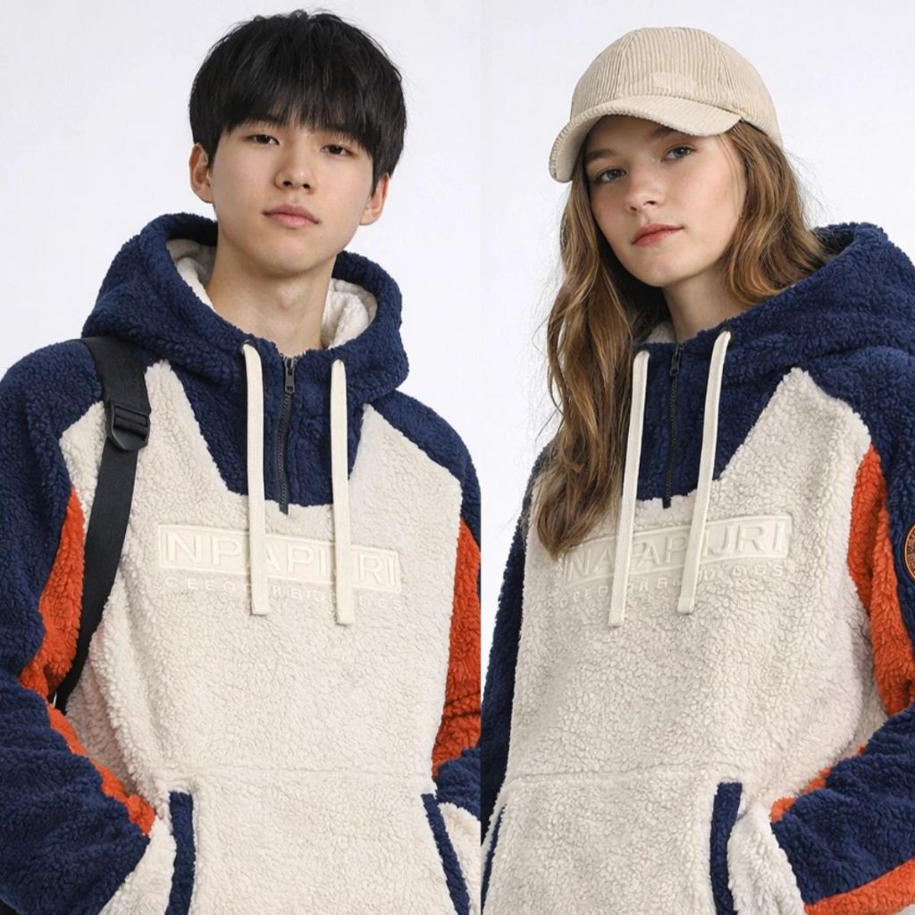 Napapijri Sherpa Jacket fleece Hoodie Teidens Grey CB MAR Original Jacket Pria Wanita Bulu Nyaman Le