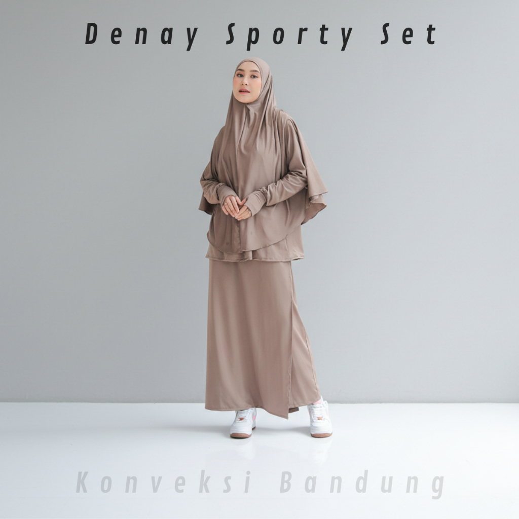 KONVEKSI BANDUNG | DENAY Sporty Set Outfit Baju Setelan Wanita Hijab Casual Modis Kekinian Nyaman