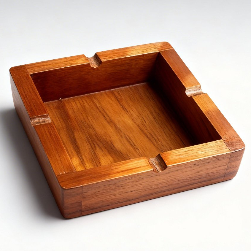 Asbak Kayu Pinus Serat Alami Model Kotak Estetik Kerajinan Asbak Kayu Rumah Tahan Lama