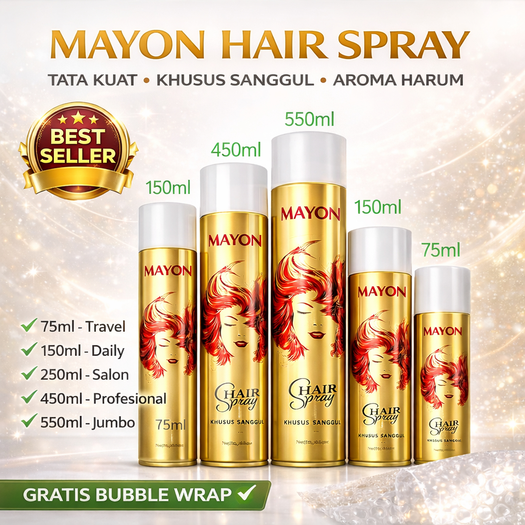 MAYON Hair Spray Rambut Sanggul - Hair Spray Rambut Tahan Lama - Spray Rambut Hair Styling Salon