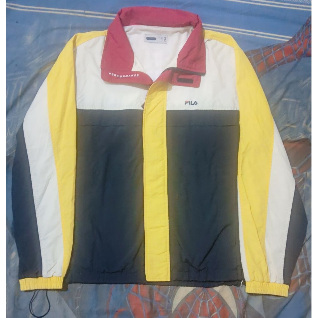 Jaket Windbreaker Fila Vintage Color Blok Casual Center Logo