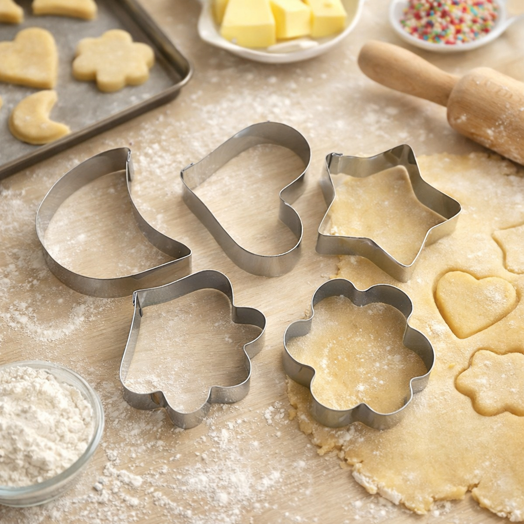 SET 5 PCS Cetakan Kue Kering ANEKA BENTUK Stainless Aneka Bentuk Bintang Love Kerang Bulan Kue Kacan