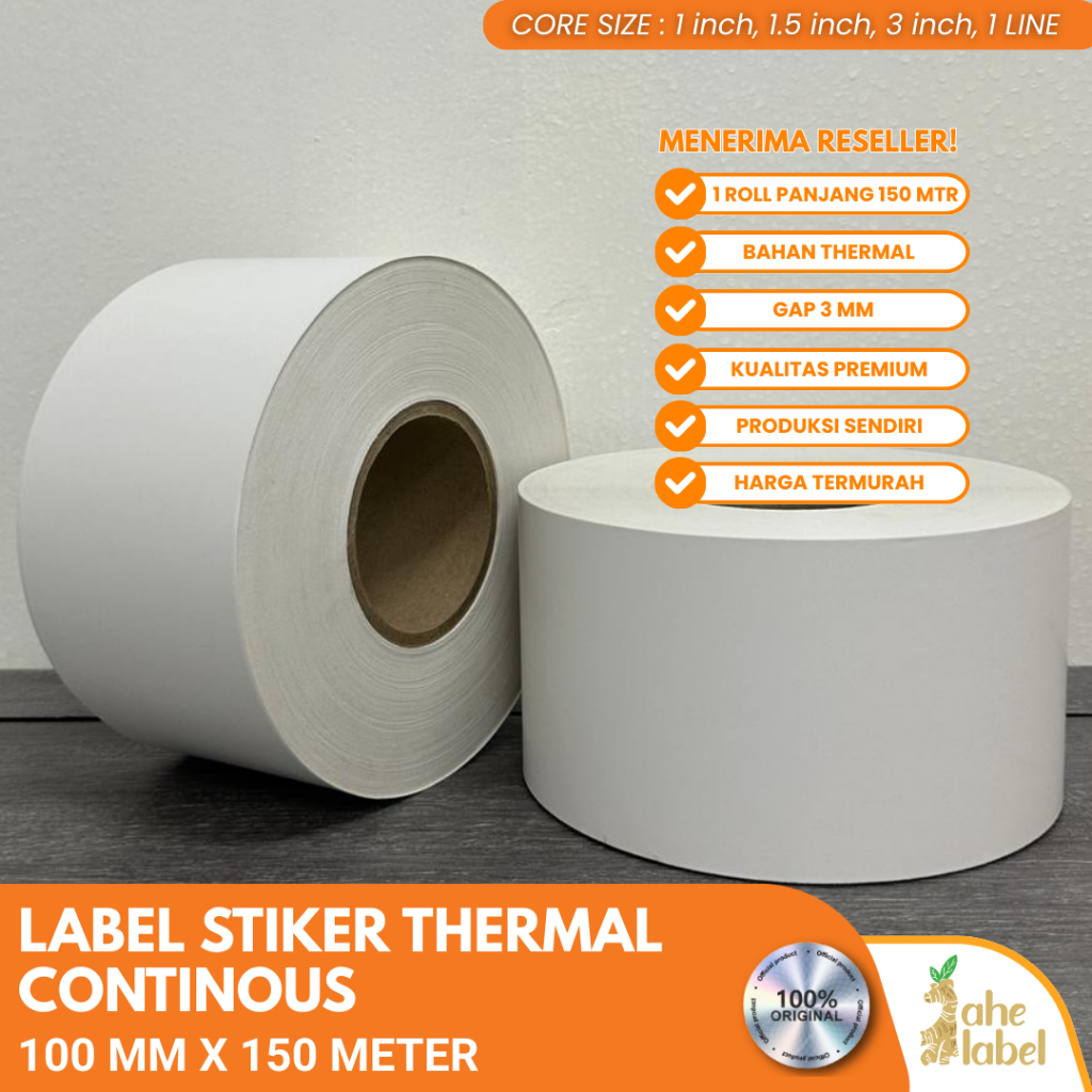 LABEL BARCODE THERMAL 100MM X 150METER DIRECT THERMAL POLOS 150 METER