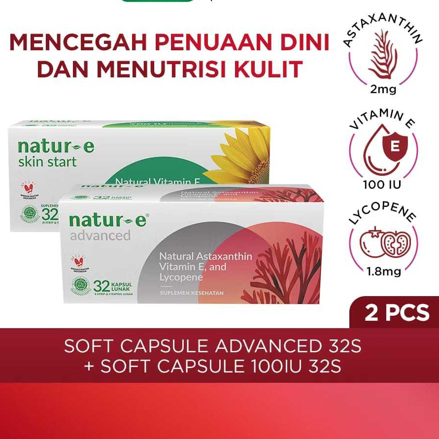 Natur-E Paket Soft Capsule - Skin Start Natural  32s  & Advanced 32s [ HIJAU & MERAH ]