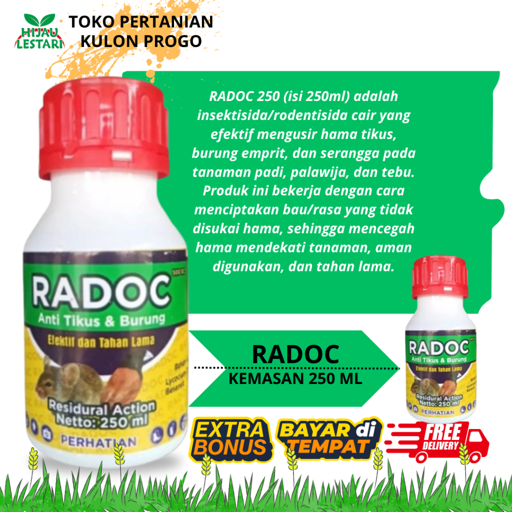 RADOC 500 EC Insektisida Usir Tikus Burung 250ml Semprotan Cair Sawah Ladang